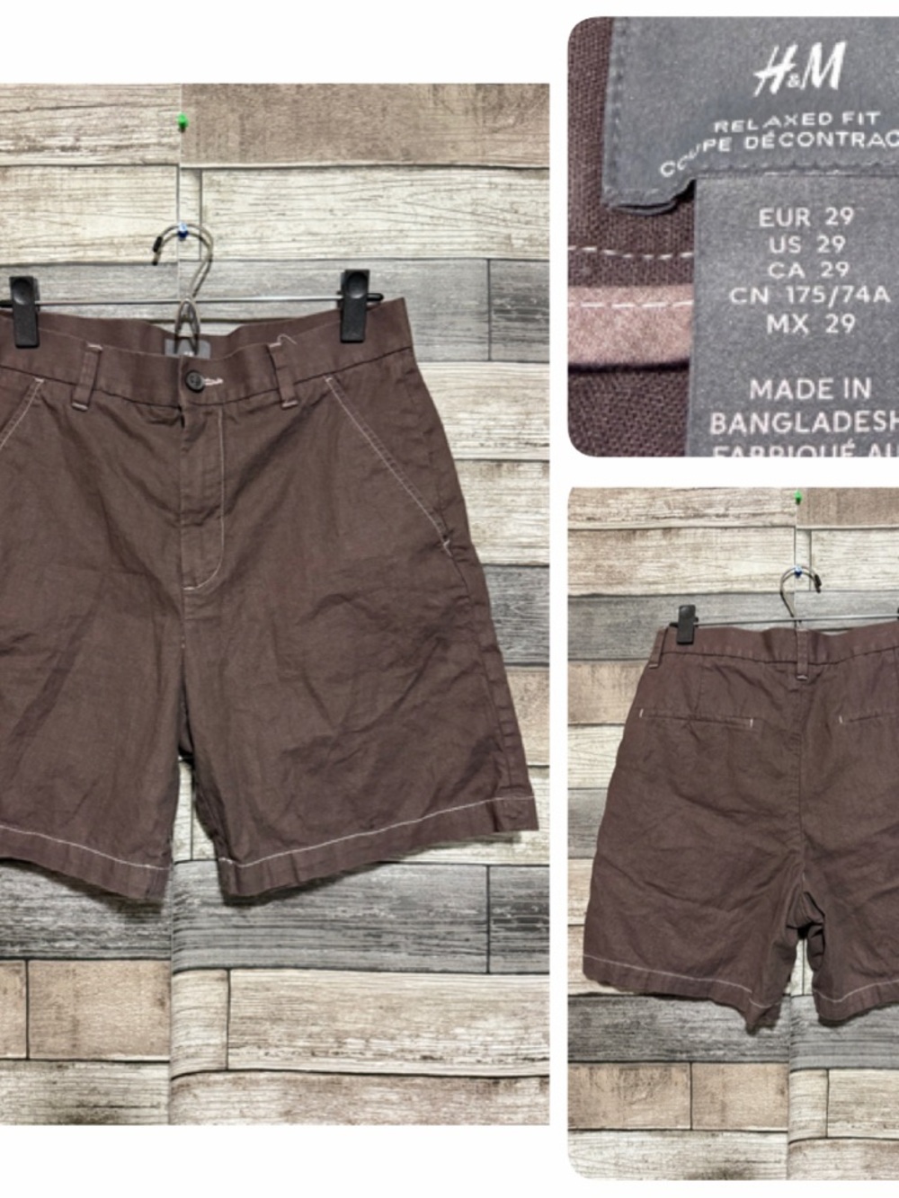 H&M Relaxed Fit Linen Blend Shorts Men’s 29 Brown (Inseam 6.5)